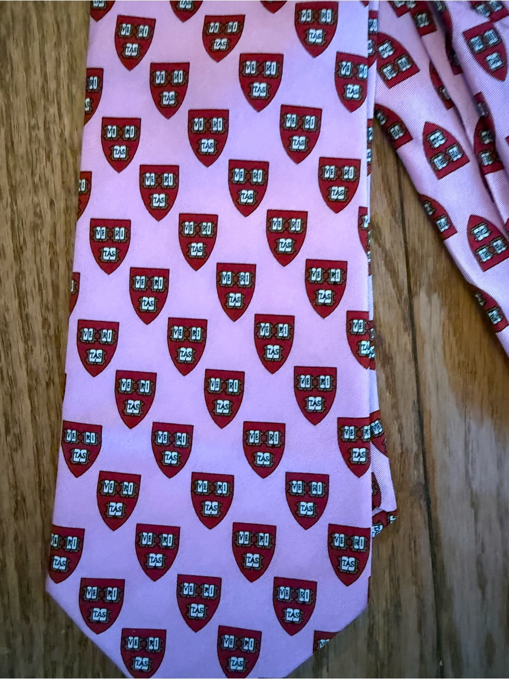 The Jardin Collection  100% silk Harvard University Tie Pink Veritas Shield